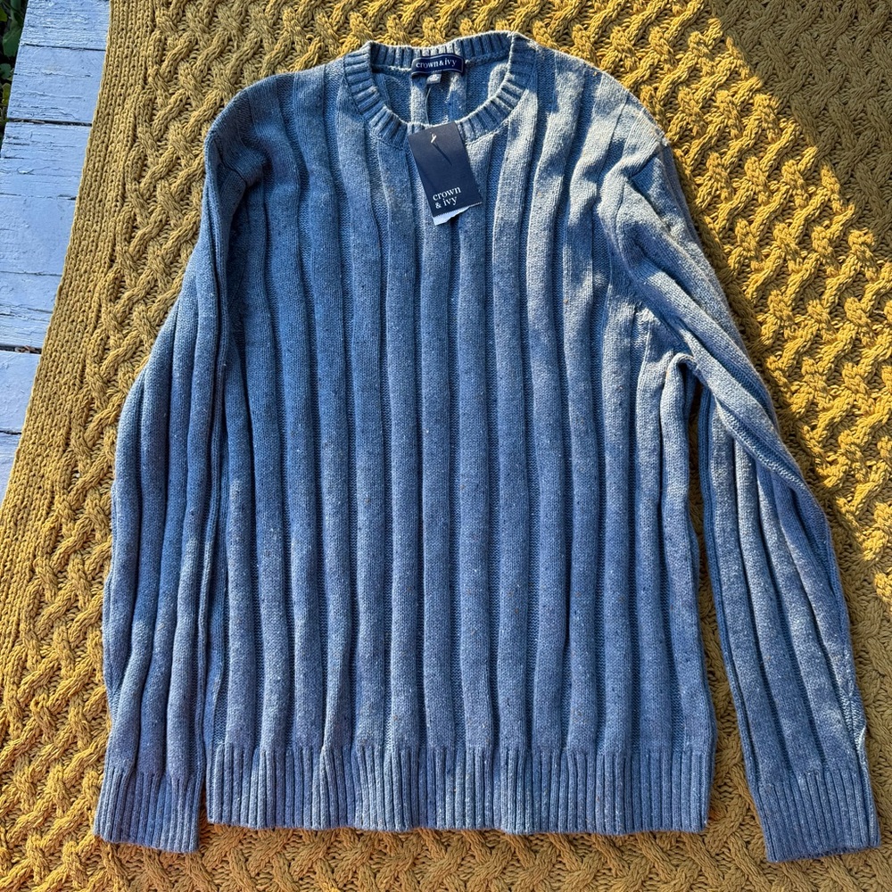 Crown‎ & Ivy Men's Size XL Pullover Crewneck Sweater Top Cable Knit Blue Sky NWT